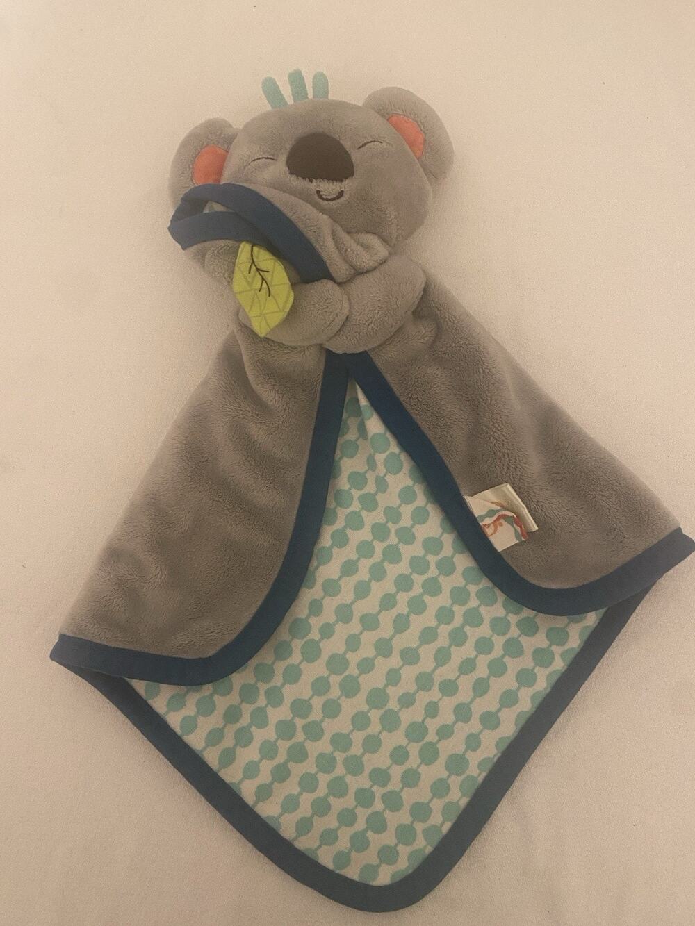 My B Toys Cuddly Lovey Kola Bear Gray Koala Bear Teal Dot Security Blanket Baby